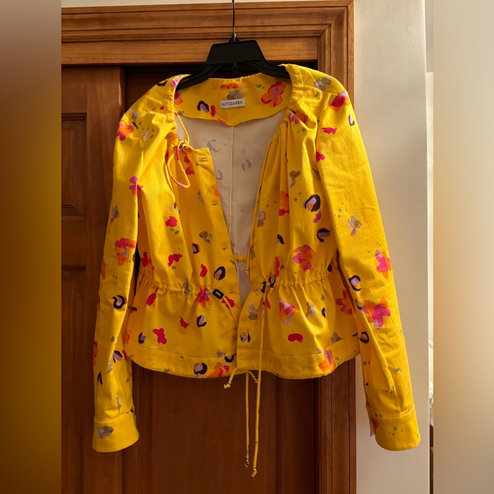 Altuzarra Yellow Drawstring Floral Print Jacket